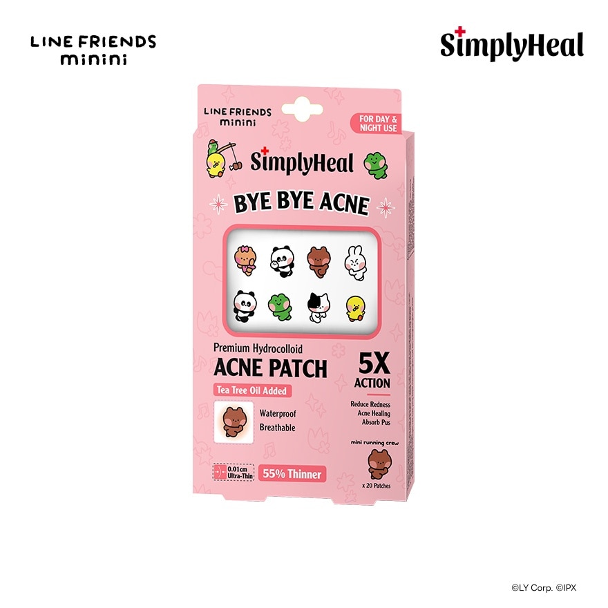 LINE FRIENDS minini Mini Running Crew Day & Night Premium Hydrocolloid Acne Patch 20s