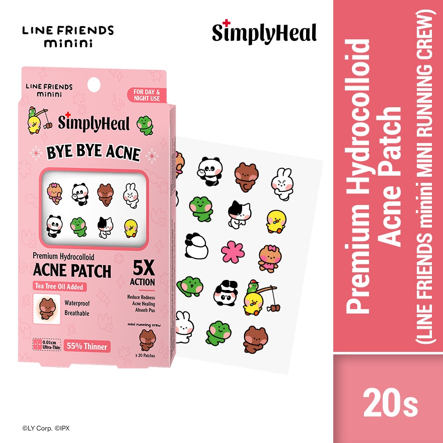 LINE FRIENDS minini Mini Running Crew Day & Night Premium Hydrocolloid Acne Patch 20s image