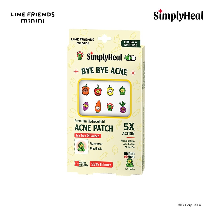 LINE FRIENDS minini Daily Vegi Day & Night Premium Hydrocolloid Acne Patch 20s