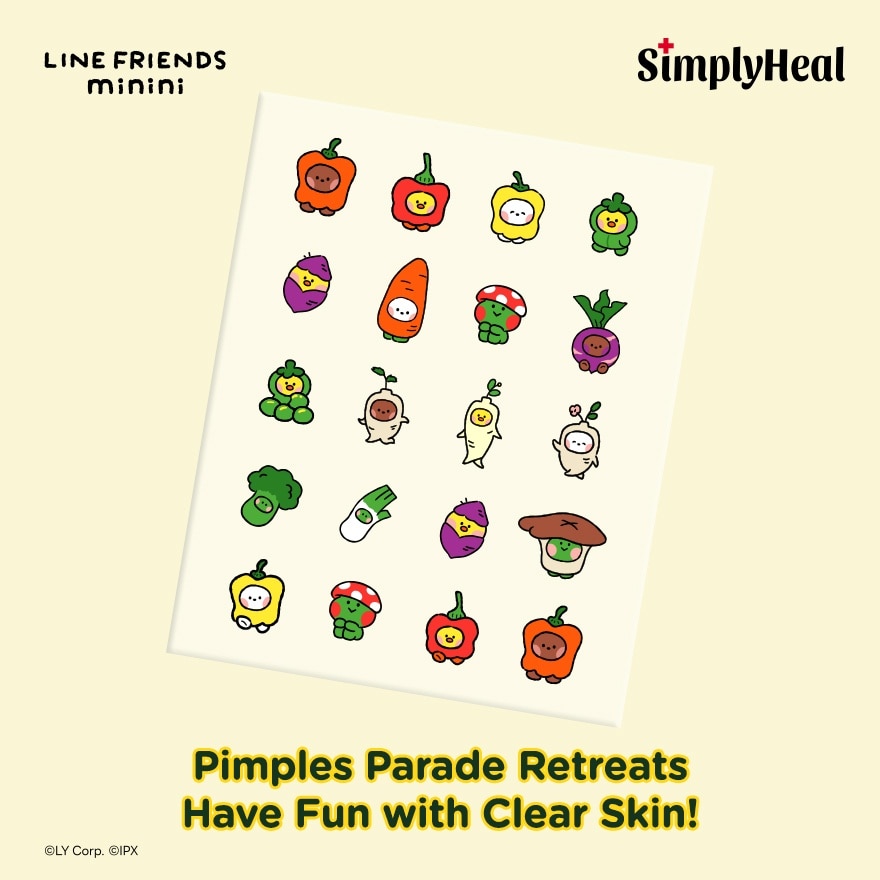 LINE FRIENDS minini Daily Vegi Day & Night Premium Hydrocolloid Acne Patch 20s
