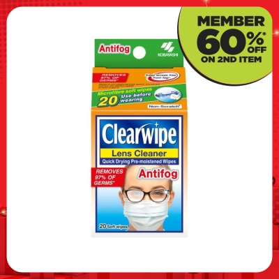 CLEARWIPES Quick Drying Pre-Moistened Antifog Wipes 20s