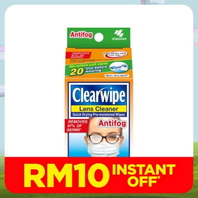 CLEARWIPES Quick Drying Pre-Moistened Antifog Wipes 20s