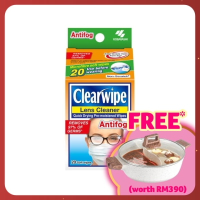CLEARWIPES Quick Drying Pre-Moistened Antifog Wipes 20s