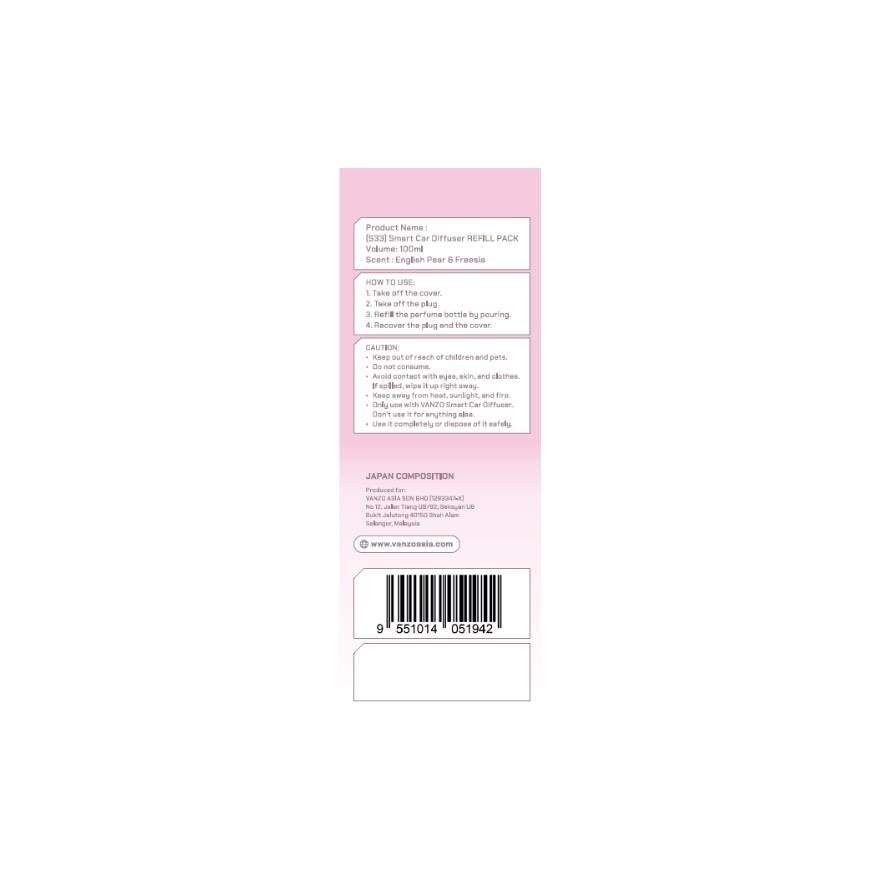 Smart car diffuser refill english pear 100ml