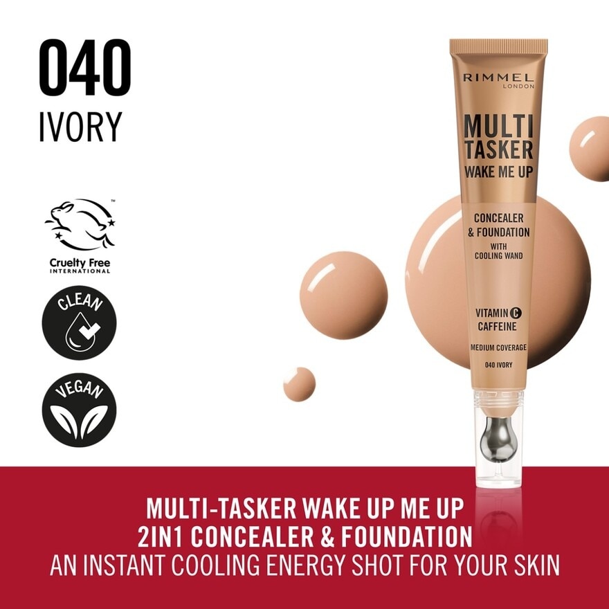 Multi Tasker Wake Me Up Concealer & Foundation 040 Ivory