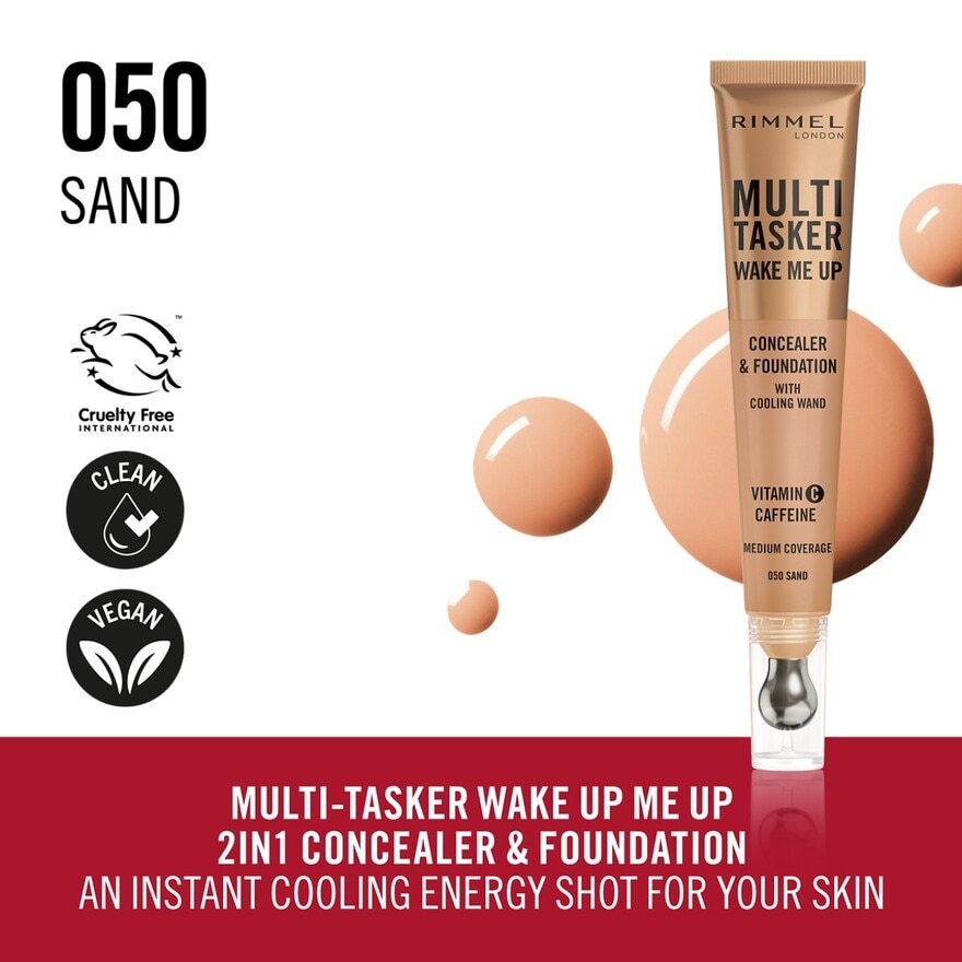  Multi Tasker Wake Me Up Concealer & Foundation 050 Sand