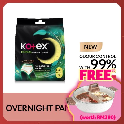 KOTEX Overnight Panties Herbal L-XL (2s) Period Panties with 360⁰ Anti-Leakage Protection Disposable