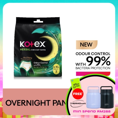 KOTEX - Overnight Panties Herbal L-XL (2s) Period Panties with 360⁰ Anti-Leakage Protection Disposable