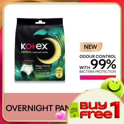 KOTEX - Overnight Panties Herbal L-XL (2s) Period Panties with 360⁰ Anti-Leakage Protection Disposable