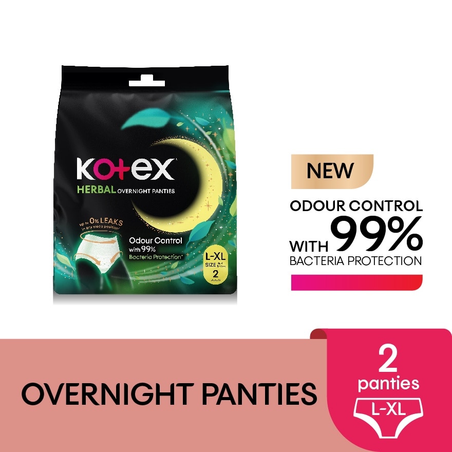 Overnight Panties Herbal L-XL (2s) Period Panties with 360⁰ Anti-Leakage Protection Disposable