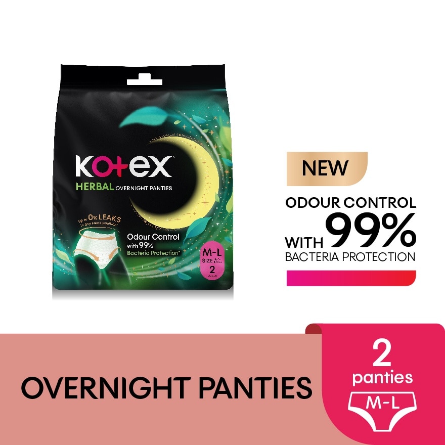 Overnight Panties Herbal M-L (2s) Period Panties with 360⁰ Anti-Leakage Protection Disposable