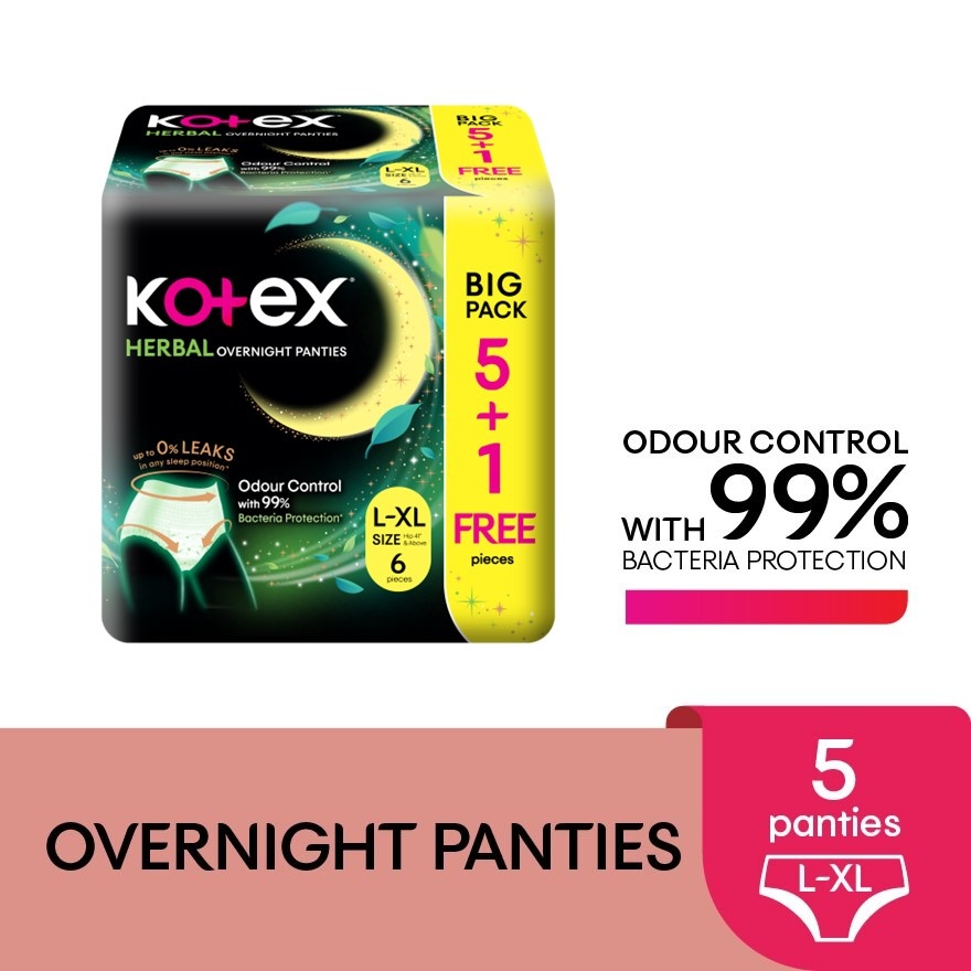 Overnight Panties Herbal L XL (5s) Period Panties with 360⁰ Anti Leakage Protection Disposable image