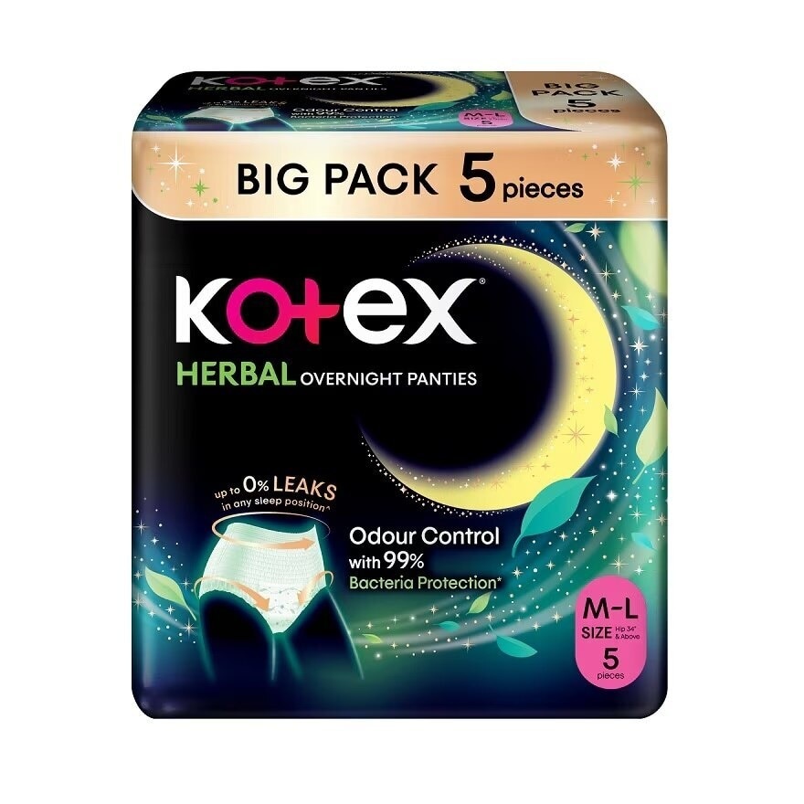 Overnight Panties Herbal M-L (5s) Period Panties with 360⁰ Anti-Leakage Protection Disposable