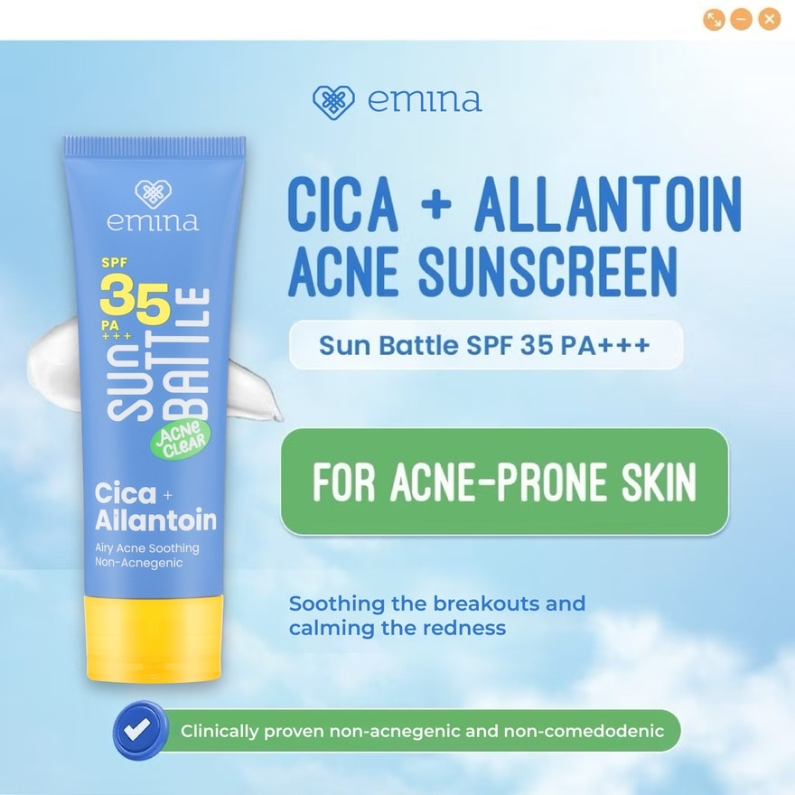 Sun Battle SPF 35 PA +++ Acne Clear Cica + Allantoin Airy Acne Soothing 50 ml