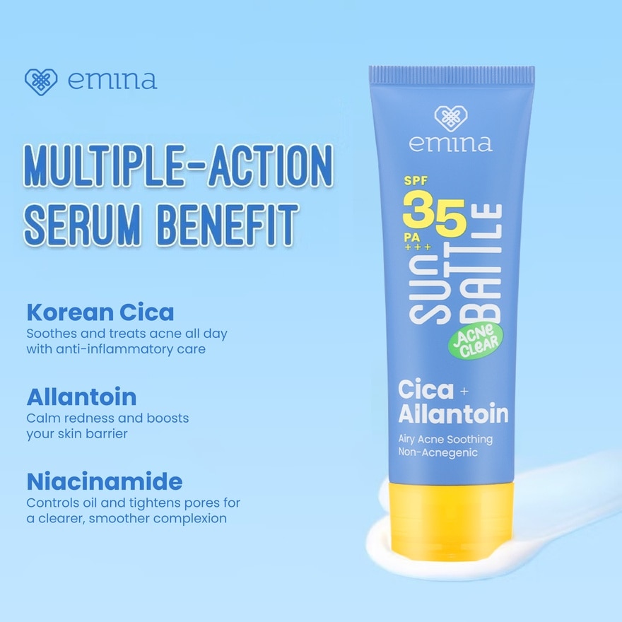 Sun Battle SPF 35 PA +++ Acne Clear Cica + Allantoin Airy Acne Soothing 50 ml
