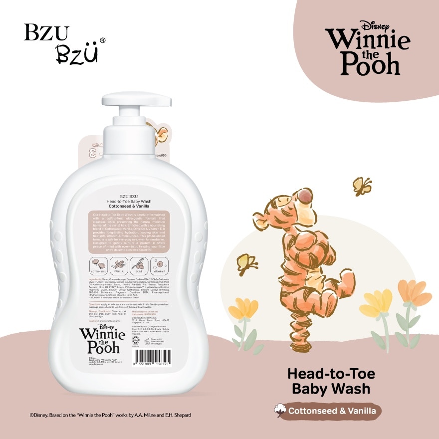 Head-to-Toe Baby Wash (Cottonseed & Vanilla) 600ml