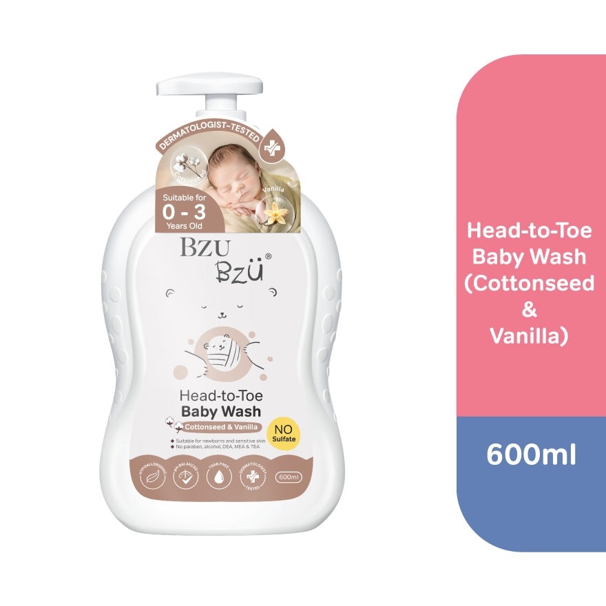 Head-to-Toe Baby Wash (Cottonseed & Vanilla) 600ml