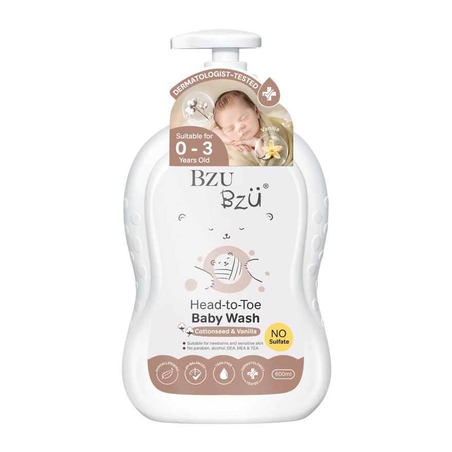 Head-to-Toe Baby Wash (Cottonseed & Vanilla) 600ml