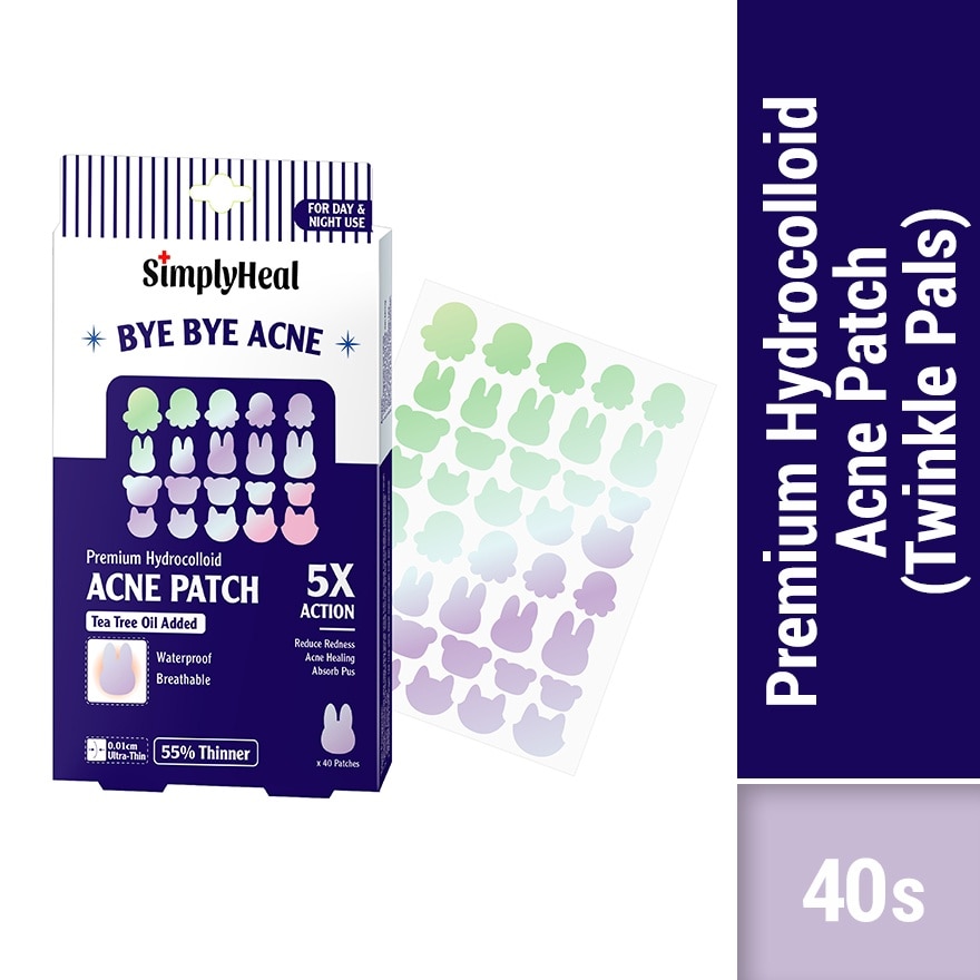 Twinkle Pals Day & Night Premium Hydrocolloid Acne Patch 40s