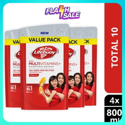LIFEBUOY Bodywash Refill Total 10 Bundle of 4 x 800 ml