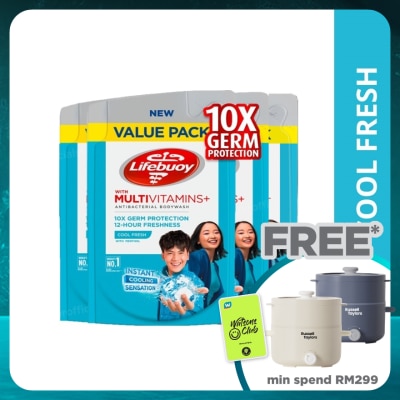 LIFEBUOY Bodywash Refill Cool Fresh Bundle of 4 x 800 ml