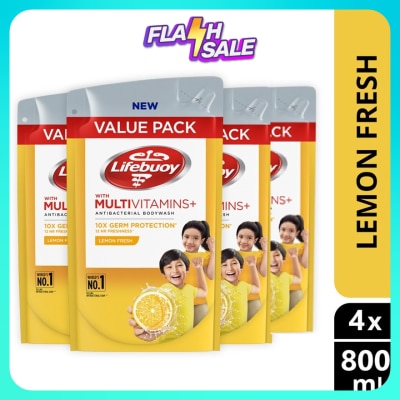 LIFEBUOY Bodywash Refill Lemon Fresh Bundle of 4 x 800 ml