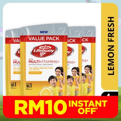 LIFEBUOY Bodywash Refill Lemon Fresh Bundle of 4 x 800 ml