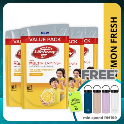 LIFEBUOY Bodywash Refill Lemon Fresh Bundle of 4 x 800 ml