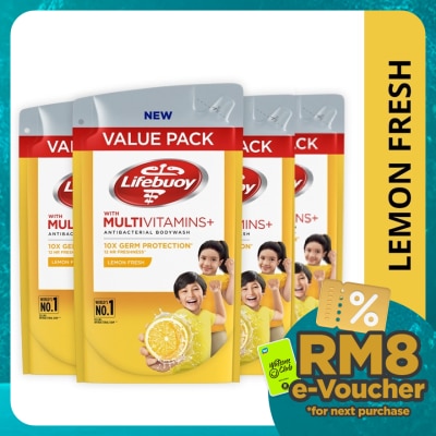 LIFEBUOY Bodywash Refill Lemon Fresh Bundle of 4 x 800 ml