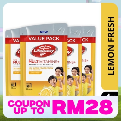 LIFEBUOY Bodywash Refill Lemon Fresh Bundle of 4 x 800 ml