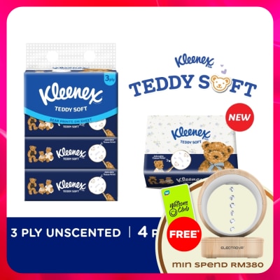 KLEENEX - Facial Tissue Soft Box Teddy Soft 3PLY (100s x 4)