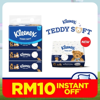 KLEENEX Facial Tissue Soft Box Teddy Soft 3PLY (100s x 4)