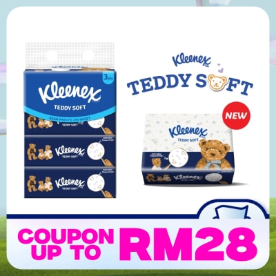 KLEENEX Facial Tissue Soft Box Teddy Soft 3PLY (100s x 4)