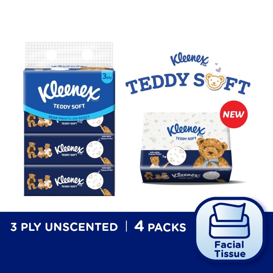 Facial Tissue Soft Box Teddy Soft 3PLY (100s x 4)
