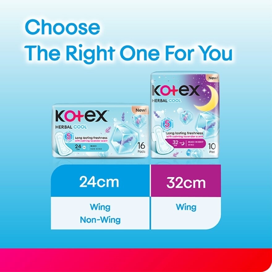 Herbal Cool Maxi Day Non Wing Pad 24cm (16s x 3 Packs) Sanitary Pad with Calming Lavender Scent