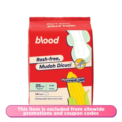 BLOOD Mudah Dicuci Slim Corn Pad Regular Wings 25cm 14s
