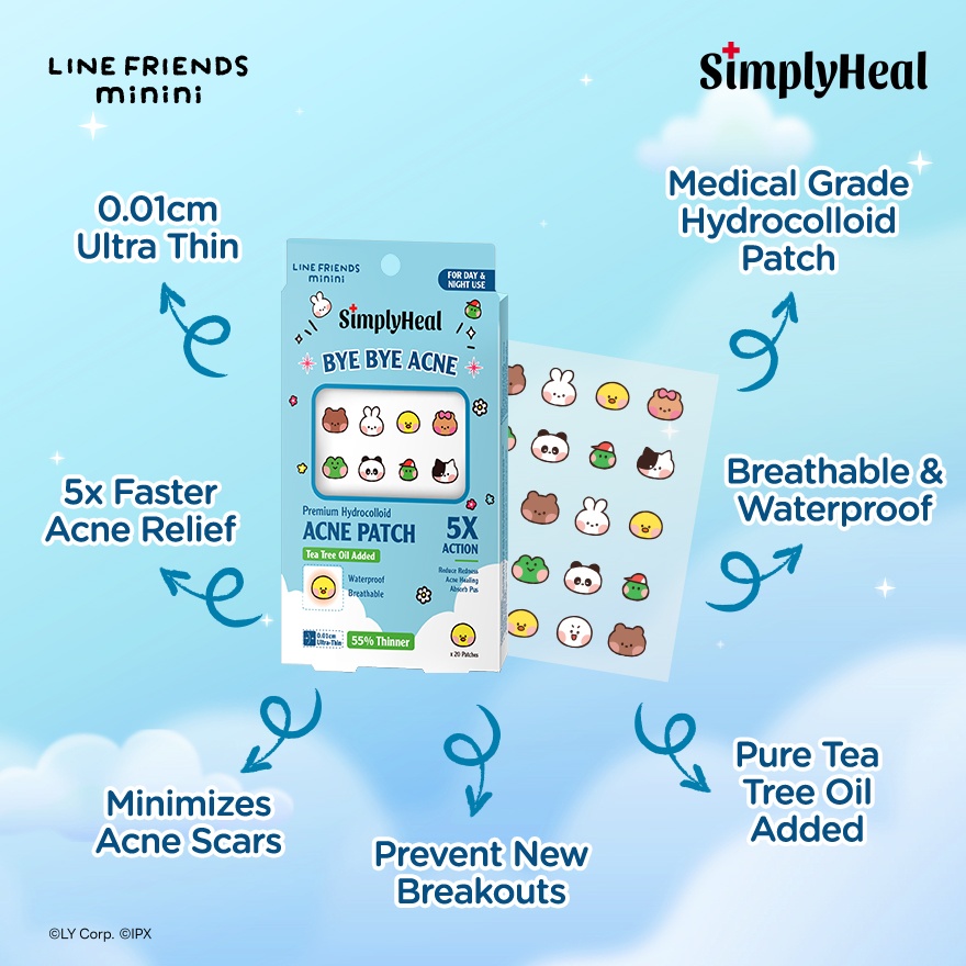 LINE FRIENDS minini Day & Night Premium Hydrocolloid Acne Patch 20s