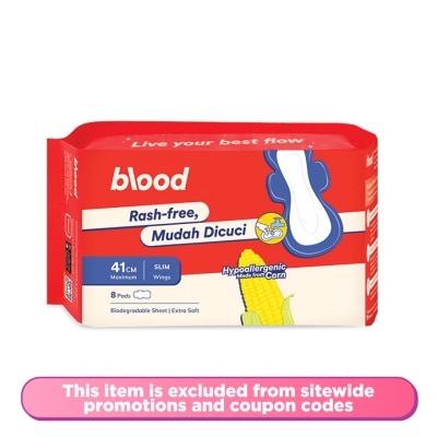 BLOOD Mudah Dicuci Slim Corn Pad Maximum Wings 41cm 8s