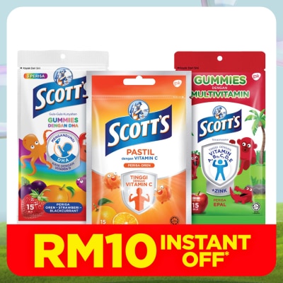 SCOTT'S DHA Omega 3 Gummies Assorted & Vitamin C Pastilles Orange Kids & Multivitamin Gummies Apple 15s