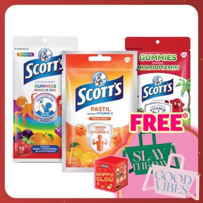 SCOTT'S DHA Omega 3 Gummies Assorted & Vitamin C Pastilles Orange Kids & Multivitamin Gummies Apple 15s