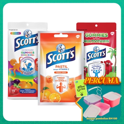 SCOTT'S - DHA Omega 3 Gummies Assorted & Vitamin C Pastilles Orange Kids & Multivitamin Gummies Apple 15s