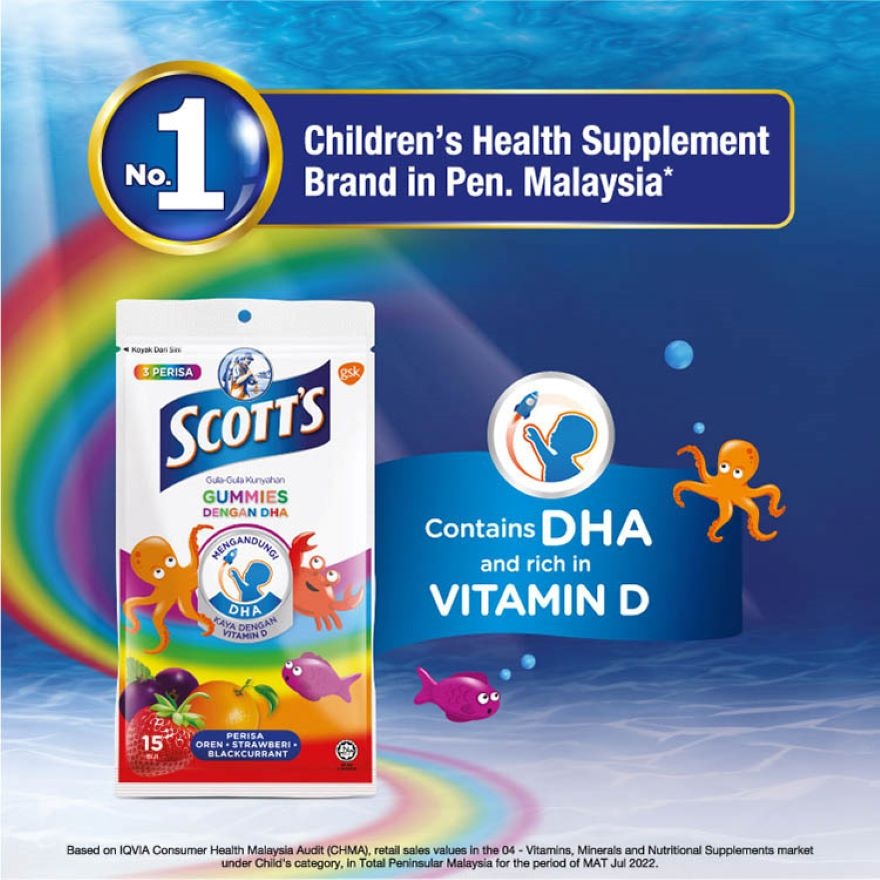 DHA Omega 3 Gummies Assorted & Vitamin C Pastilles Orange Kids & Multivitamin Gummies Apple 15s image