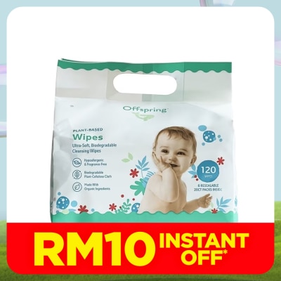OFFSPRING Plant Based Wipes 20S X 6 Packs Bundle