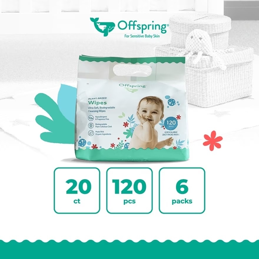 Plant Based Wipes 20S X 6 Packs Bundle