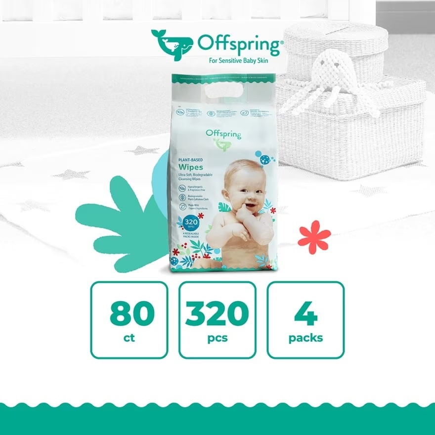 Plant Based Wipes 80S X 4 Packs Bundle image