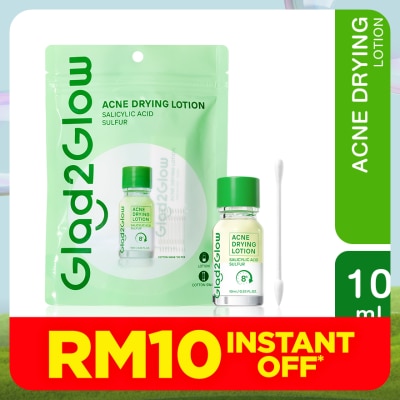 GLAD2GLOW Acne Drying Lotion 10ml + Cotton Swab 20pcs