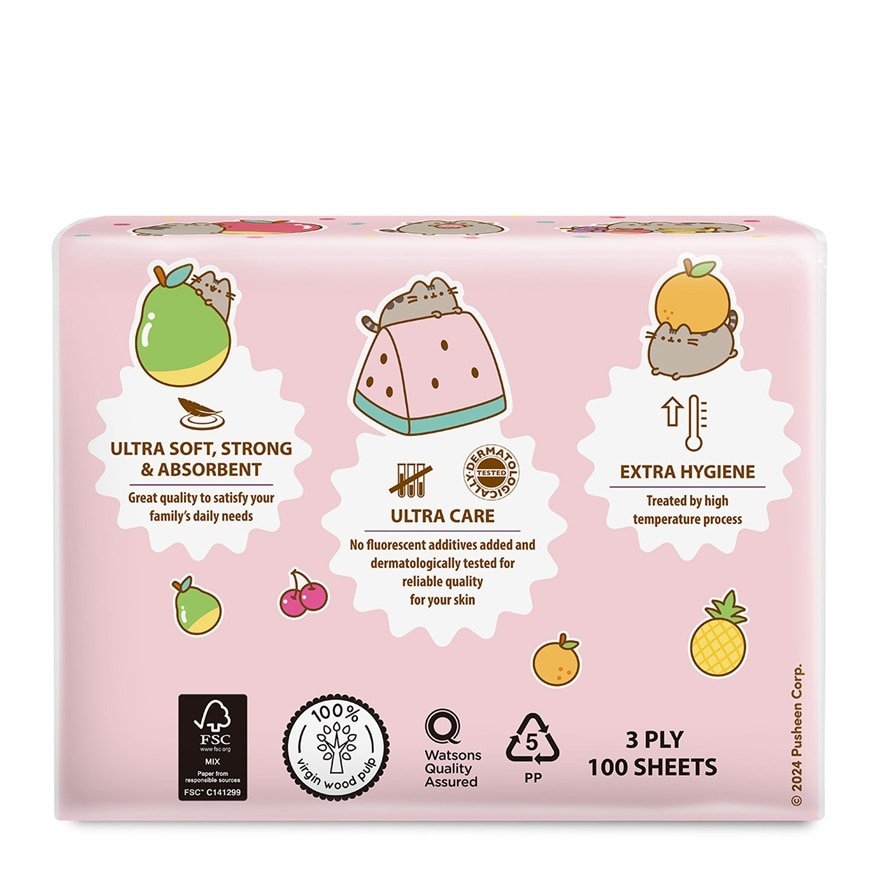 Pusheen Velvet Travel Facial Tissue XS Size 3ply x 100sheets x 3s