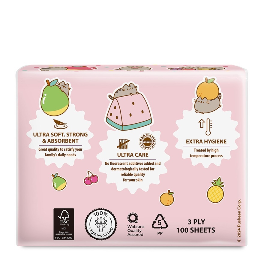 Pusheen Velvet Travel Facial Tissue XS Size 3ply x 100sheets x 3s