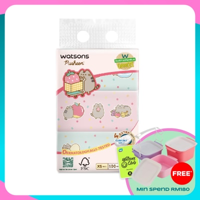 WATSONS Pusheen Velvet Travel Facial Tissue XS Size 3ply x 100sheets x 3s