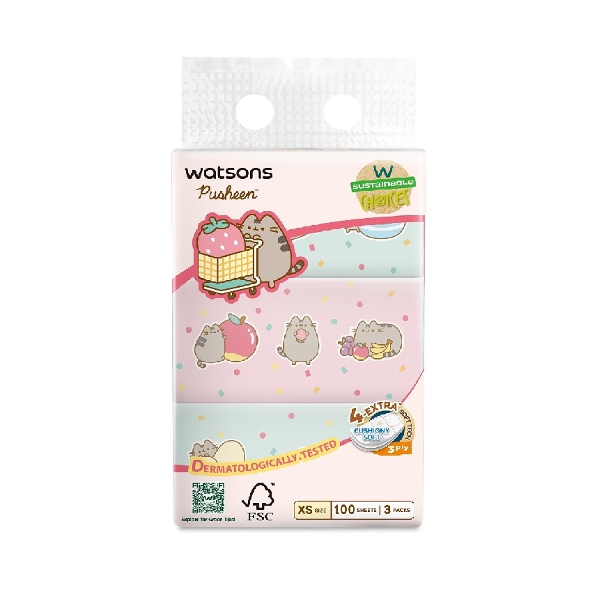 Pusheen Velvet Travel Facial Tissue XS Size 3ply x 100sheets x 3s